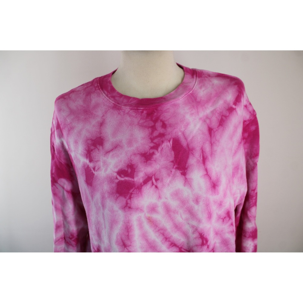 Monrow M Pink Tie Dye Sweatshirt Crewneck Long Sleeve French Terry - Picture 2 of 11